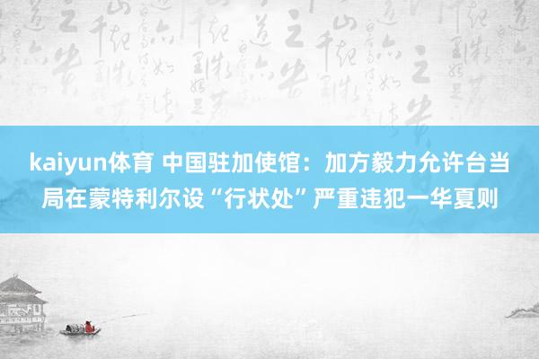 kaiyun体育 中国驻加使馆：加方毅力允许台当局在蒙特利尔设“行状处”严重违犯一华夏则