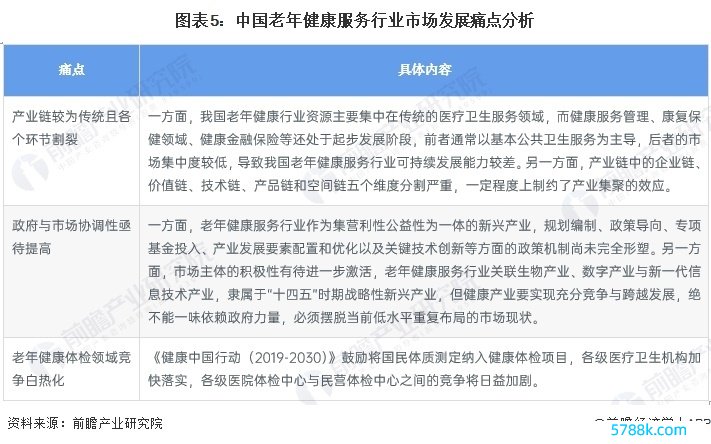 图表5：中国老年健康职业行业市集发展痛点分析