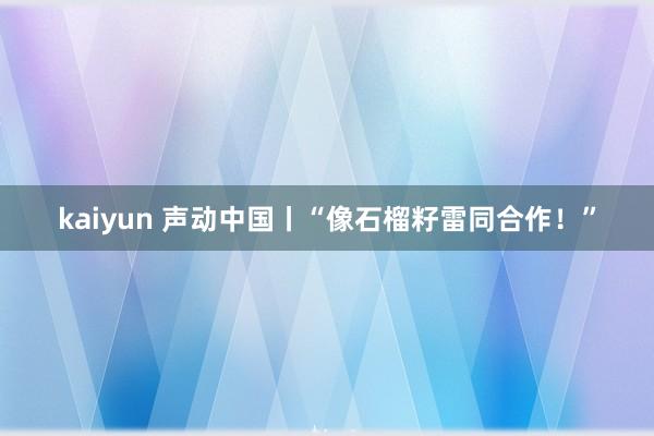 kaiyun 声动中国丨“像石榴籽雷同合作！”