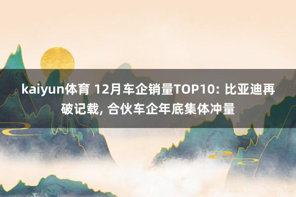 kaiyun体育 12月车企销量TOP10: 比亚迪再破记载, 合伙车企年底集体冲量