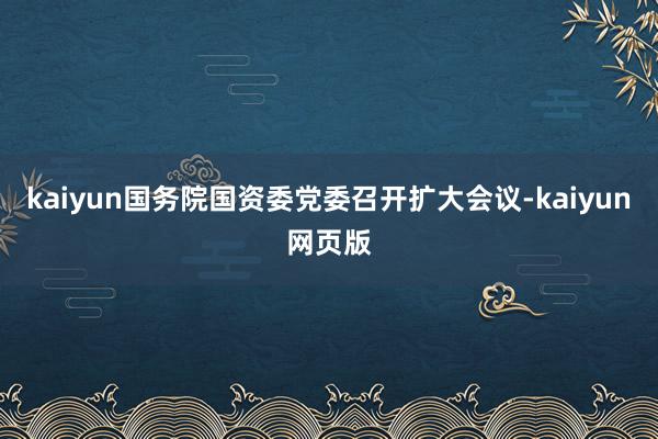 kaiyun国务院国资委党委召开扩大会议-kaiyun网页版