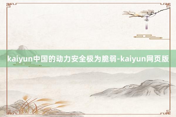 kaiyun中国的动力安全极为脆弱-kaiyun网页版